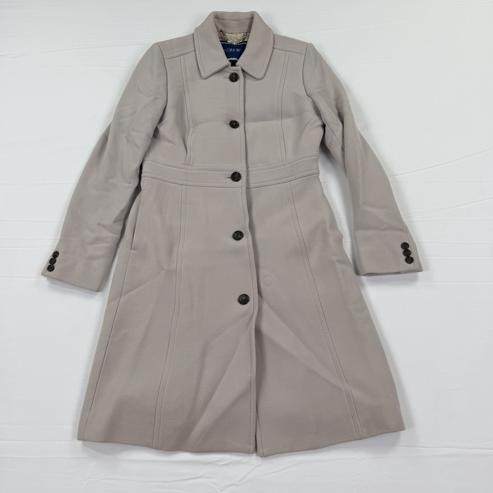 J.Crew Italian Double Cloth Wool Thinsulate Long Coat Women's Size 6 Beige
